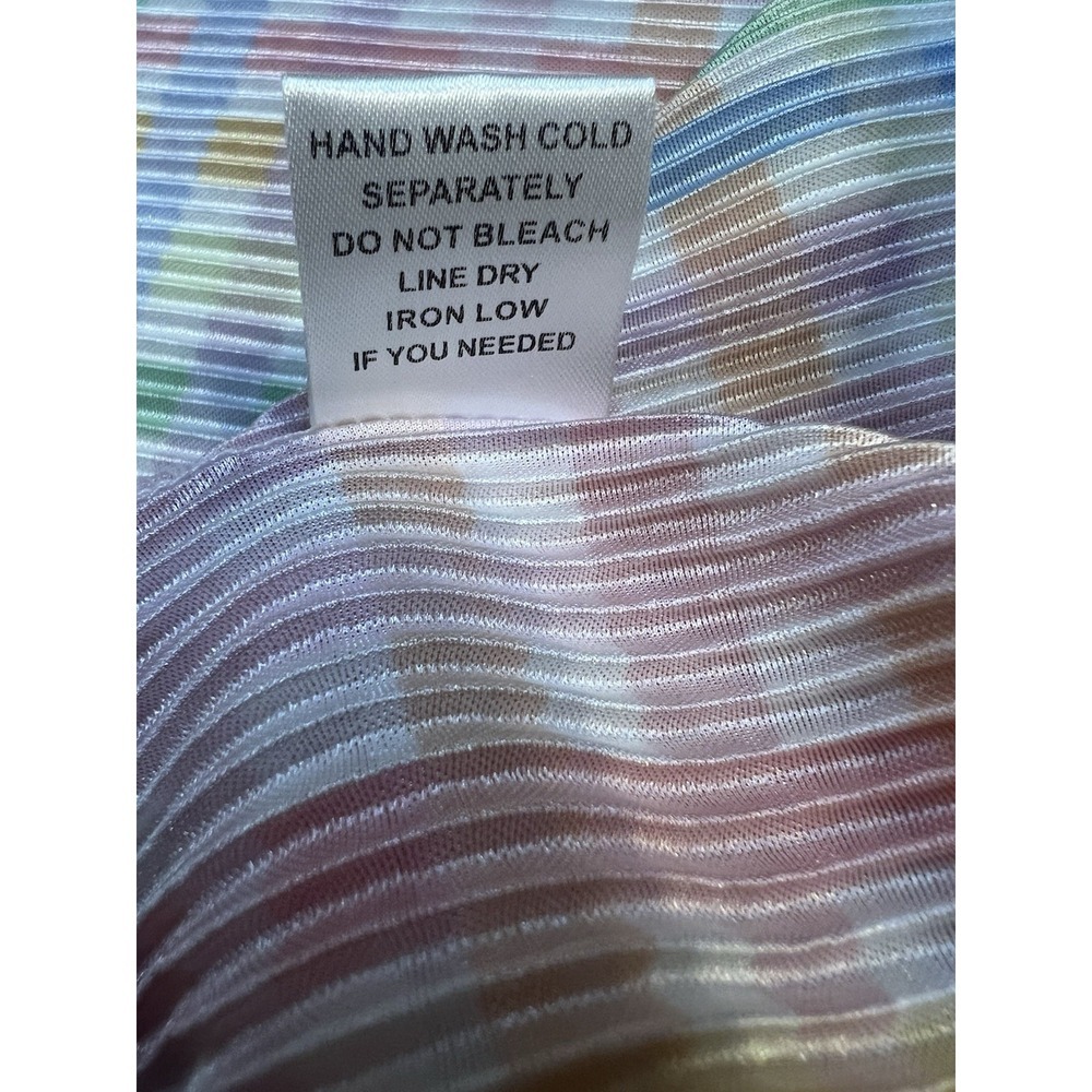NWT Taby Rainbow Pastel Gingham Plaid Shirt Size M/L - Picture 4 of 5